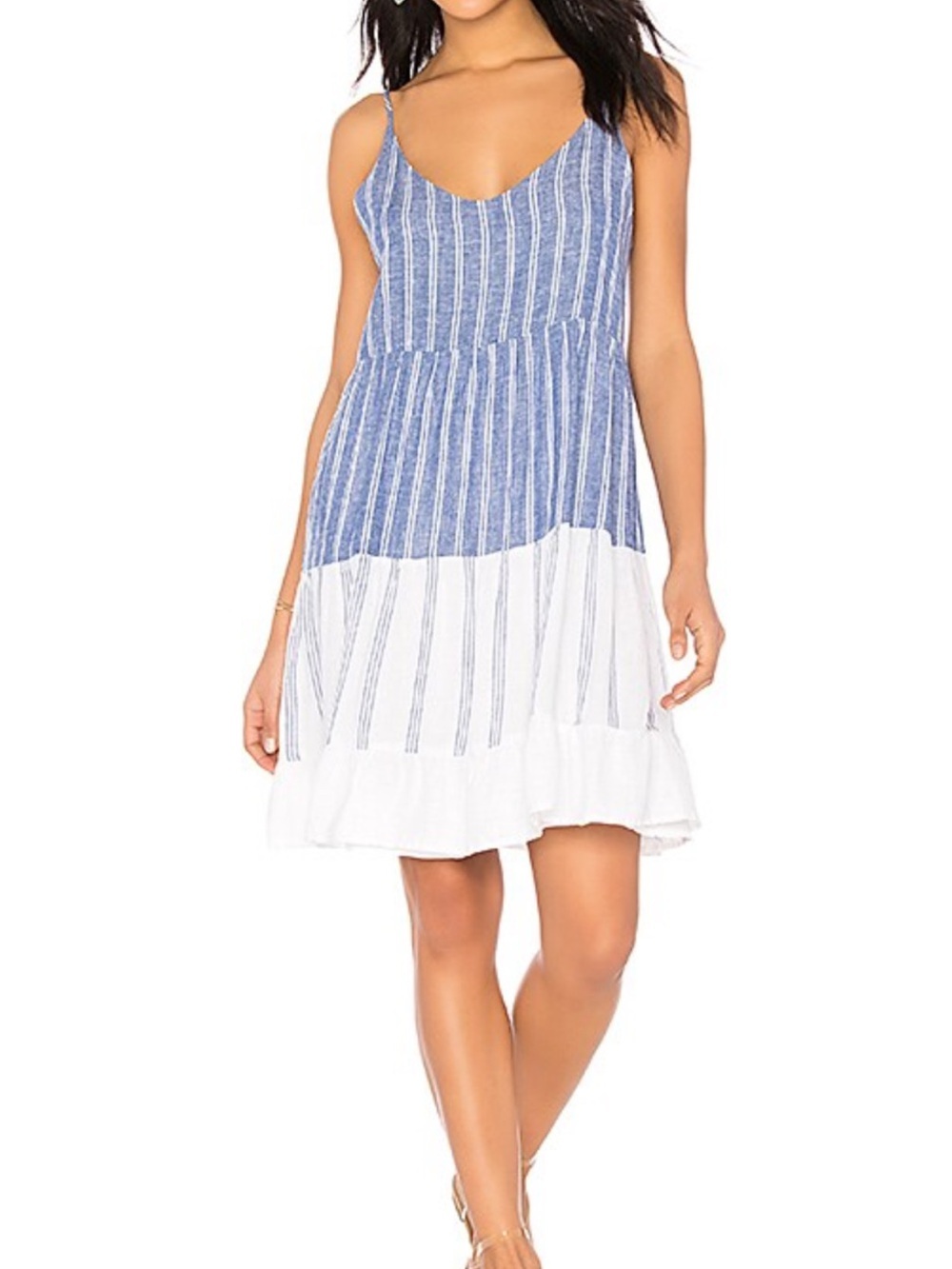 Rails Revolve Linen Blend Striped Dress